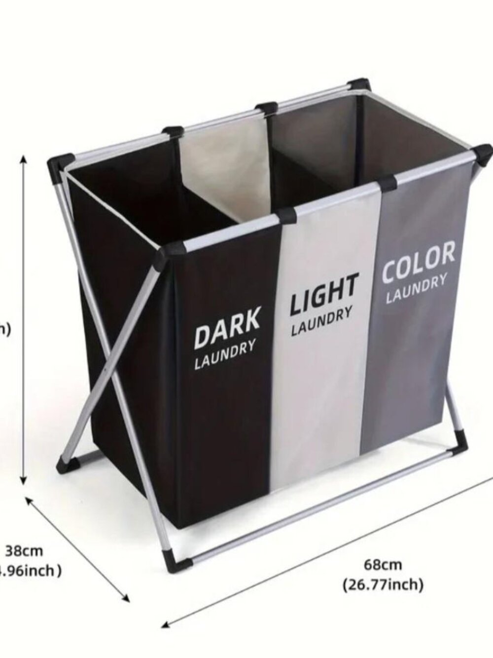 Foldable 3 - Section Laundry Sorter - Picture 4 of 4